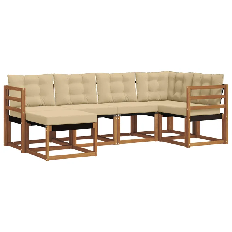 Lauko sofos komplektas su pagalve 6 pcs Natūralus ir bežinis