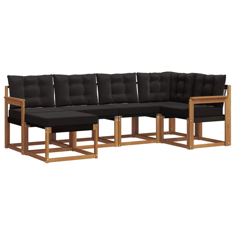 Lauko sofos komplektas su pagalve 6 pcs Natūrali ir juoda