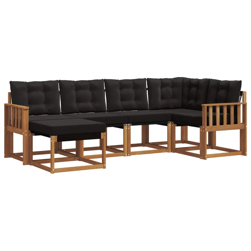 Lauko sofos komplektas su pagalve 6 pcs Natūrali ir juoda