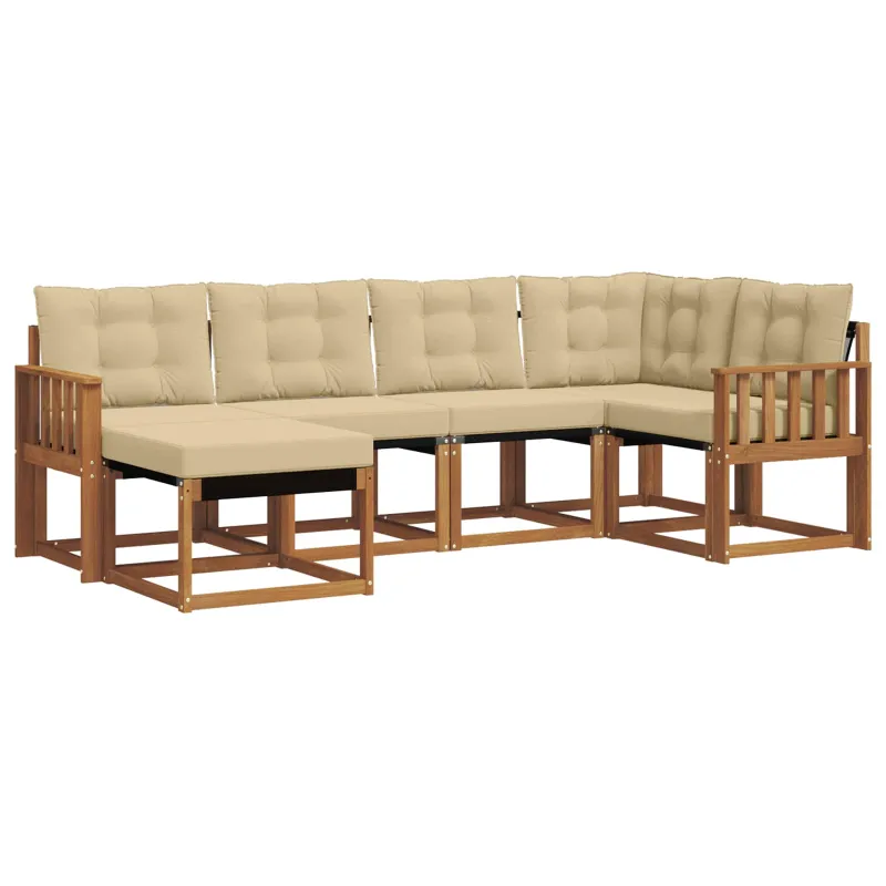 Lauko sofos komplektas su pagalve 6 pcs Natūralus ir bežinis