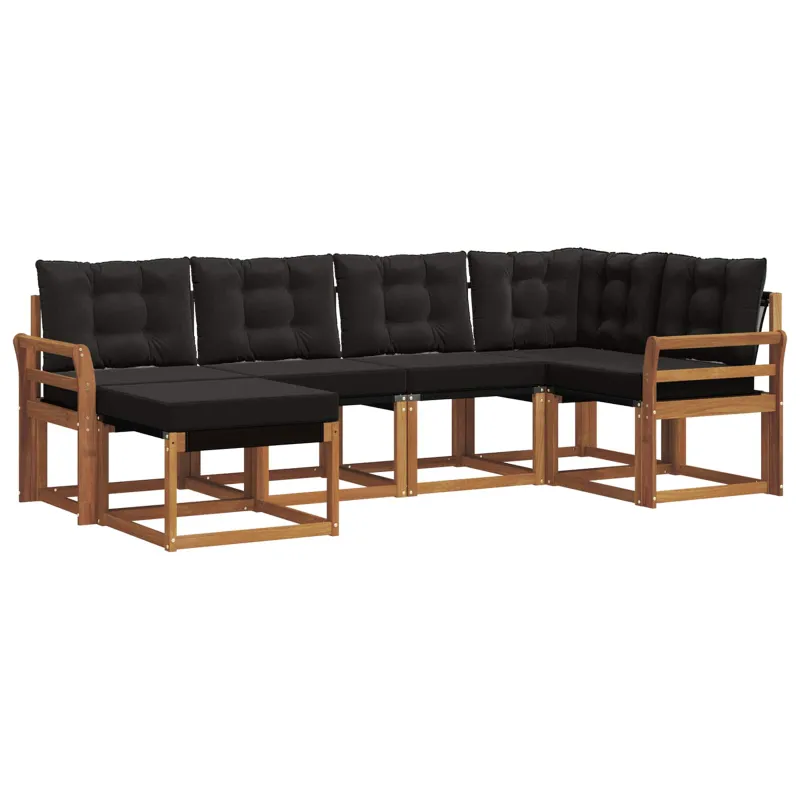 Lauko sofos komplektas su pagalve 6 pcs Natūrali ir juoda