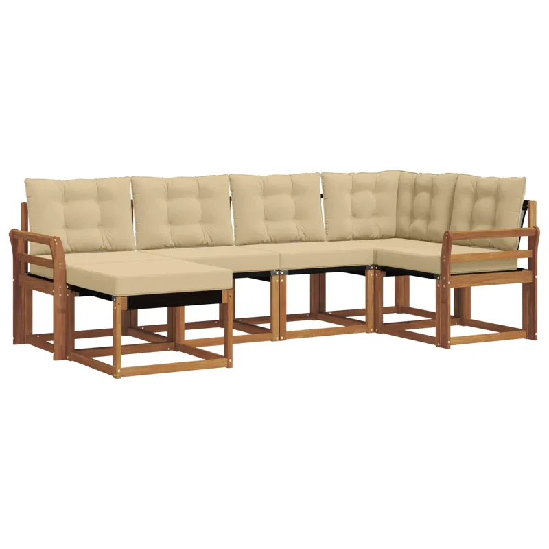 Lauko sofos komplektas su pagalve 6 pcs Natūralus ir bežinis