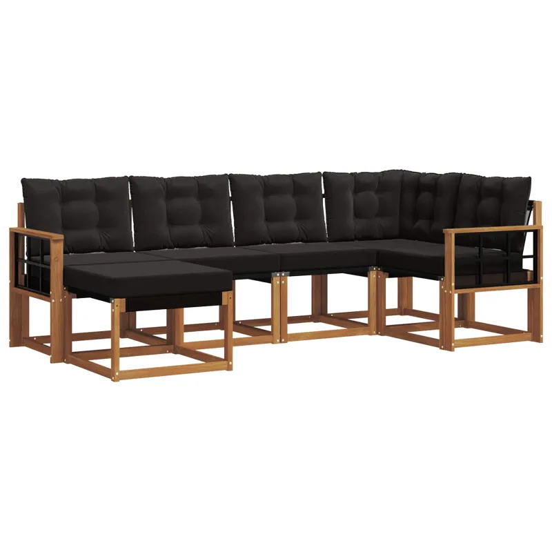 Lauko sofos komplektas su pagalve 6 pcs Natūrali ir juoda