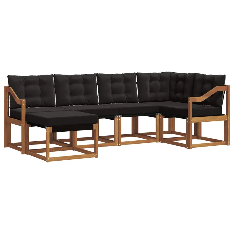 Lauko sofos komplektas su pagalve 6 pcs Natūrali ir juoda