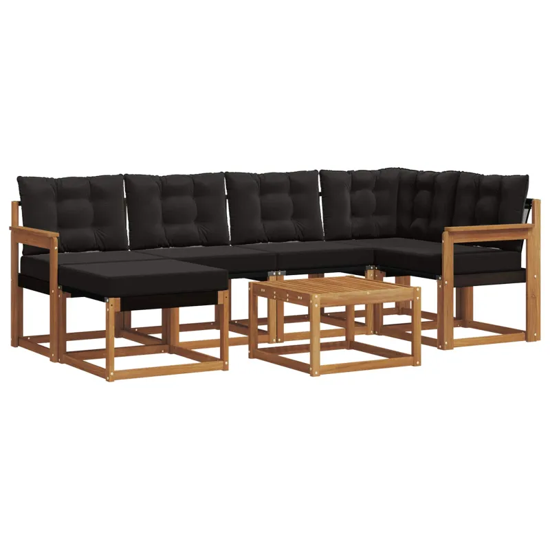 Lauko sofos komplektas su pagalve 7 pcs Natūrali ir juoda