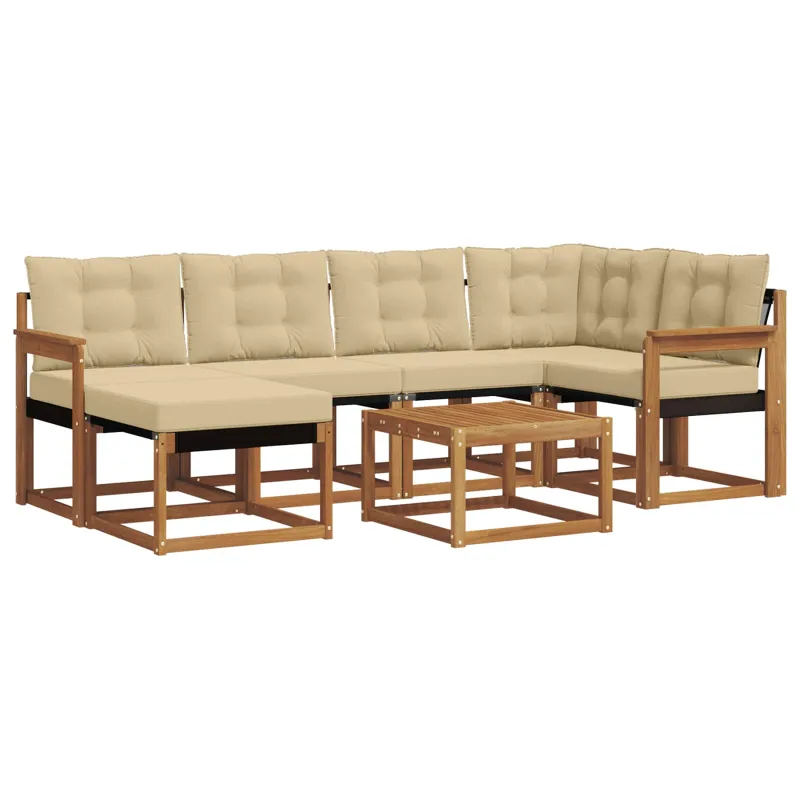 Lauko sofos komplektas su pagalve 7 pcs Natūralus ir bežinis