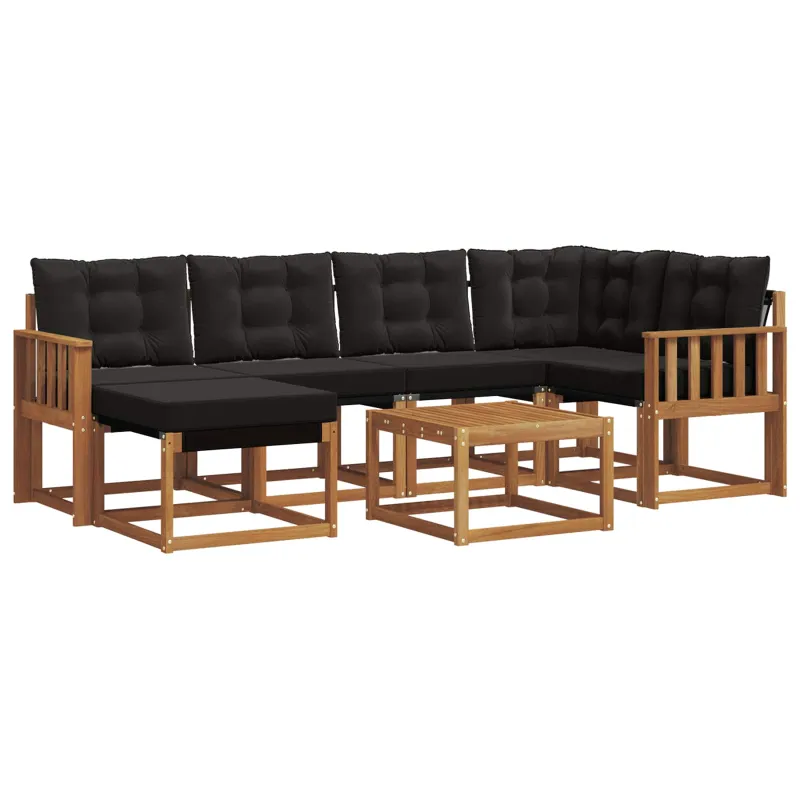 Lauko sofos komplektas su pagalve 7 pcs Natūrali ir juoda