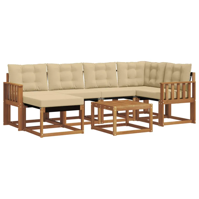 Lauko sofos komplektas su pagalve 7 pcs Natūralus ir bežinis