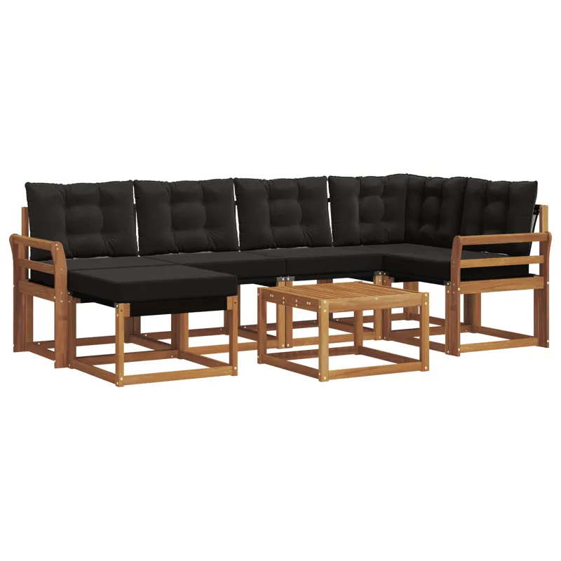 Lauko sofos komplektas su pagalve 7 pcs Natūrali ir juoda