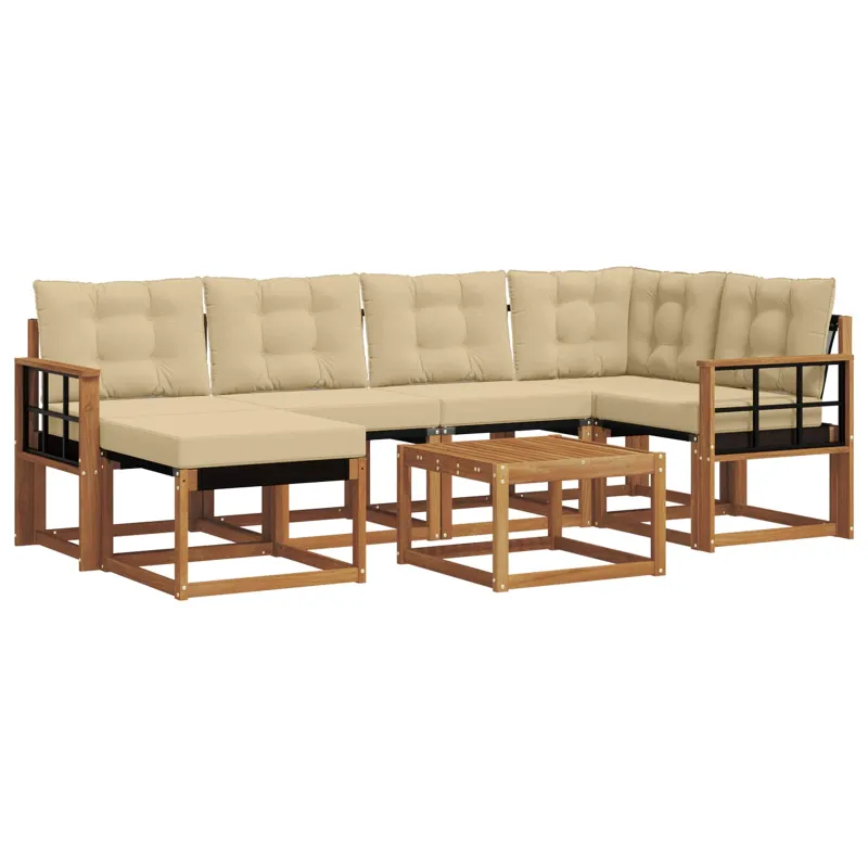 Lauko sofos komplektas su pagalve 7 pcs Natūralus ir bežinis