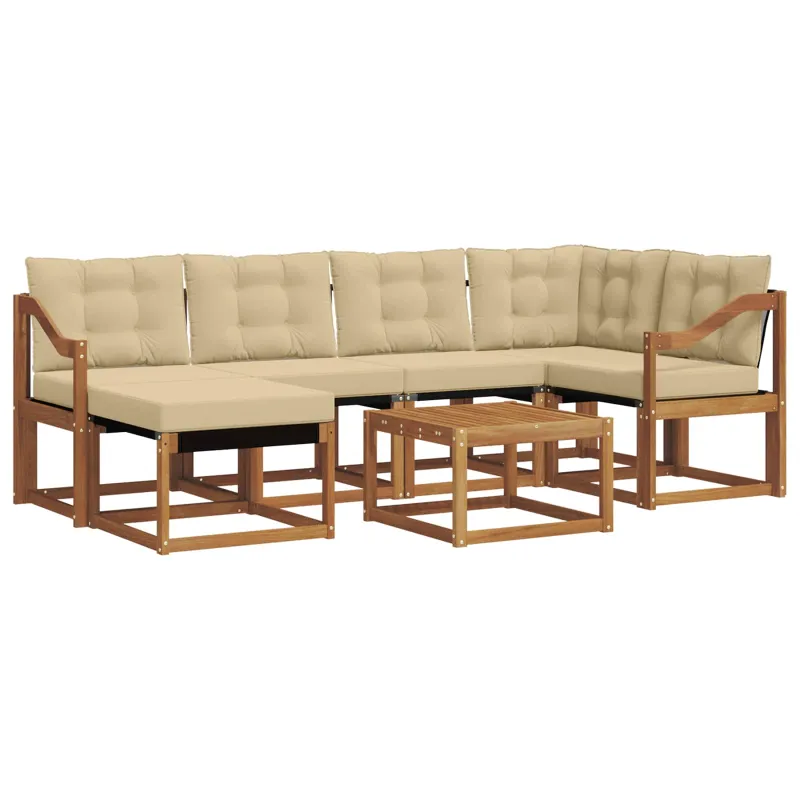Lauko sofos komplektas su pagalve 7 pcs Natūralus ir bežinis