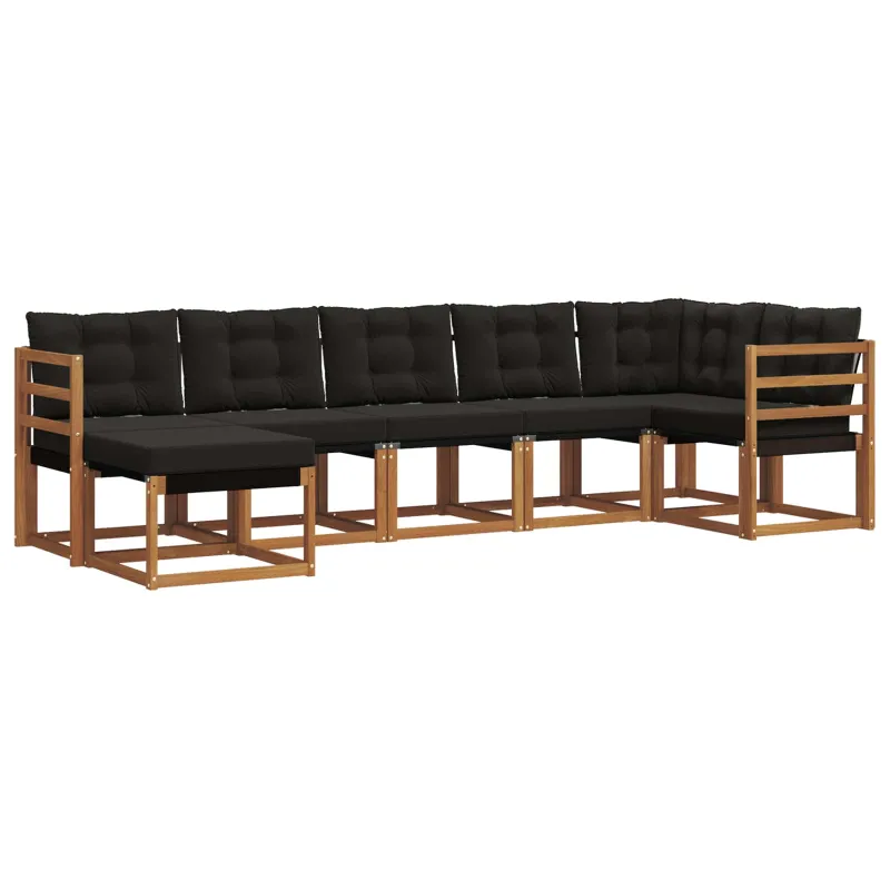 Lauko sofos komplektas su pagalve 7 pcs Natūrali ir juoda