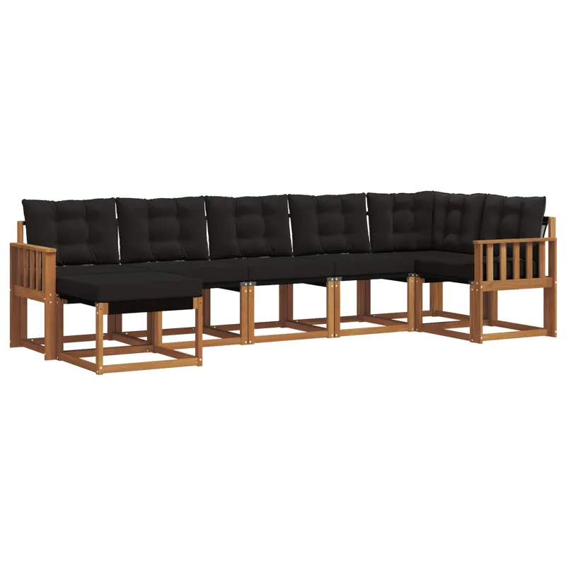 Lauko sofos komplektas su pagalve 7 pcs Natūrali ir juoda