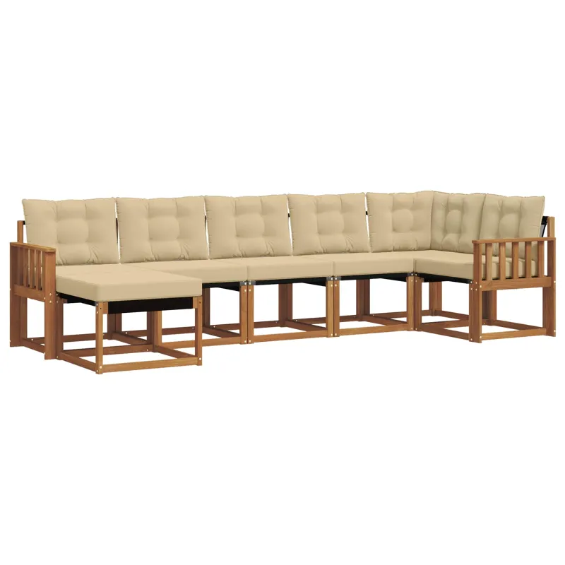Lauko sofos komplektas su pagalve 7 pcs Natūralus ir bežinis