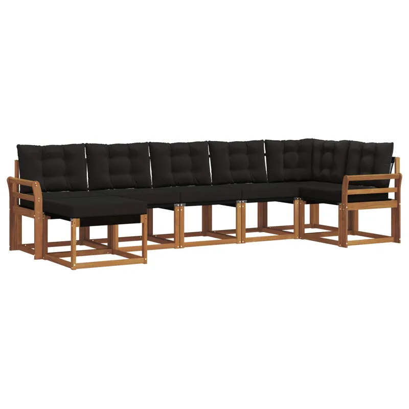 Lauko sofos komplektas su pagalve 7 pcs Natūrali ir juoda