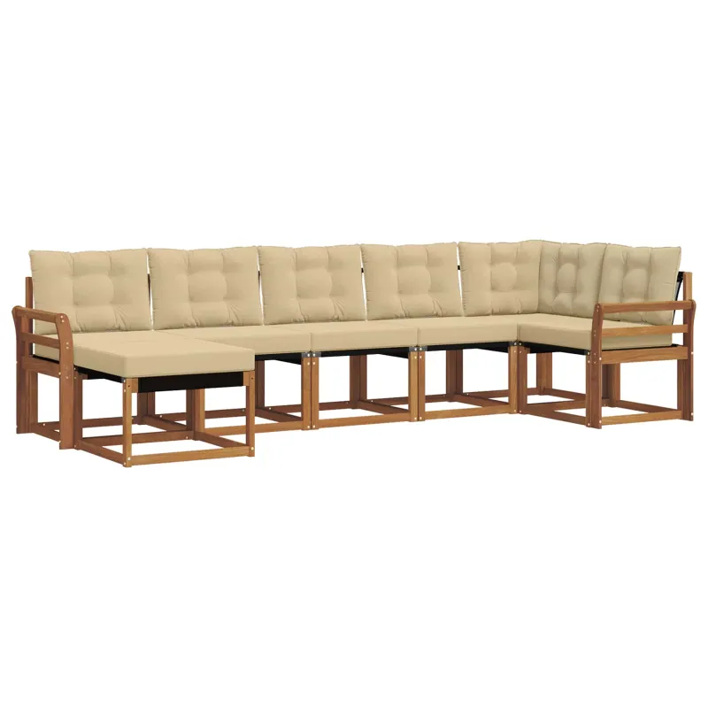 Lauko sofos komplektas su pagalve 7 pcs Natūralus ir bežinis