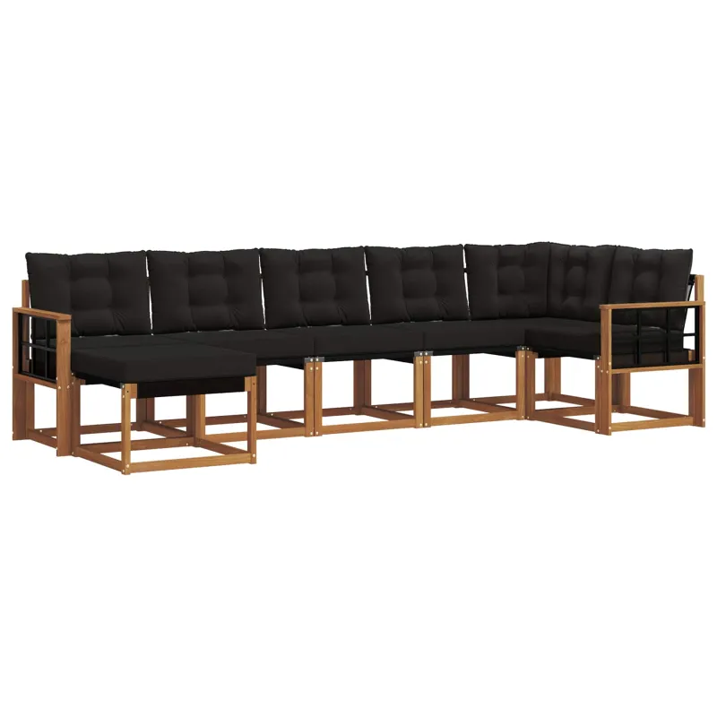 Lauko sofos komplektas su pagalve 7 pcs Natūrali ir juoda