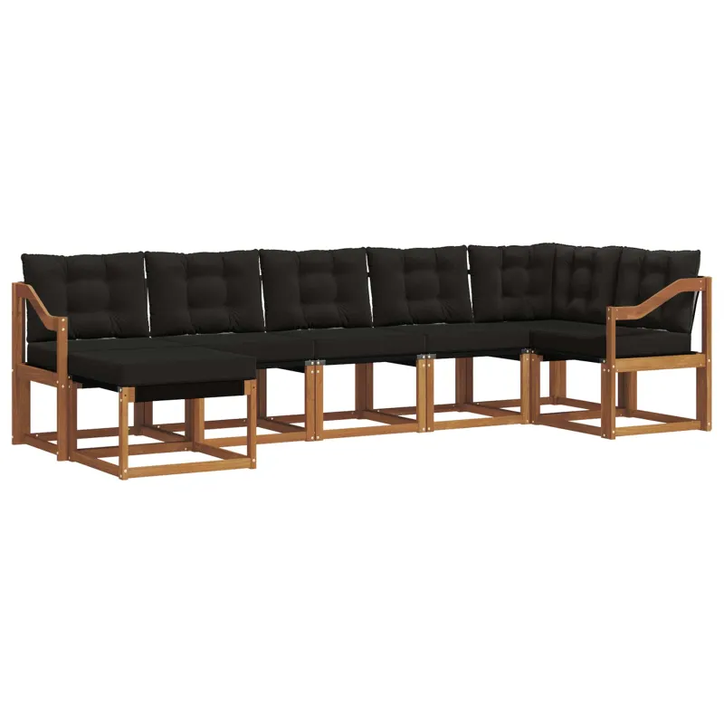 Lauko sofos komplektas su pagalve 7 pcs Natūrali ir juoda