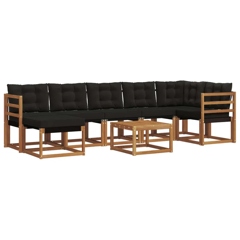 Lauko sofos komplektas su pagalve 8 pcs Natūrali ir juoda