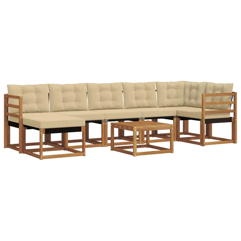 Lauko sofos komplektas su pagalve 8 pcs Natūralus ir bežinis