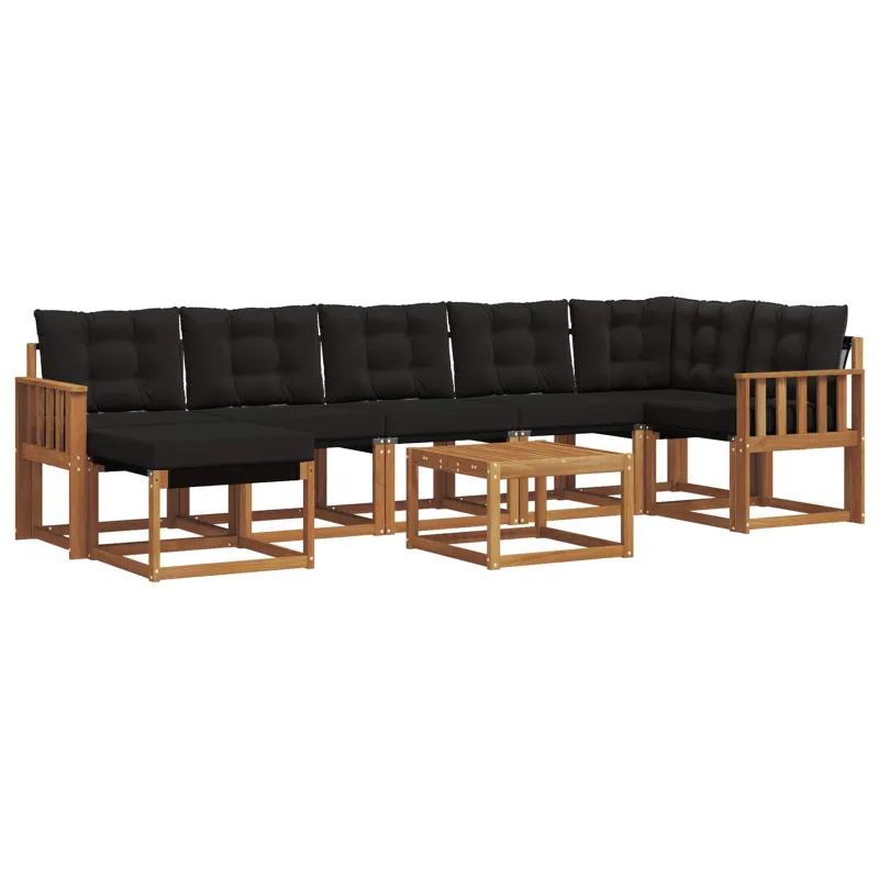 Lauko sofos komplektas su pagalve 8 pcs Natūrali ir juoda