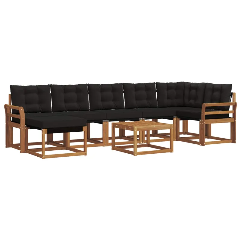 Lauko sofos komplektas su pagalve 8 pcs Natūrali ir juoda