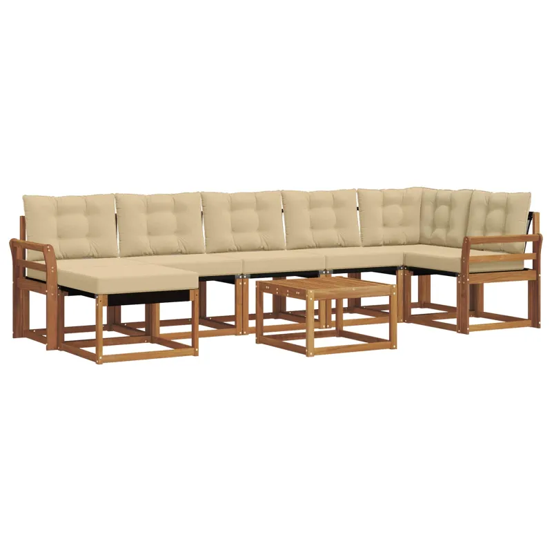 Lauko sofos komplektas su pagalve 8 pcs Natūralus ir bežinis