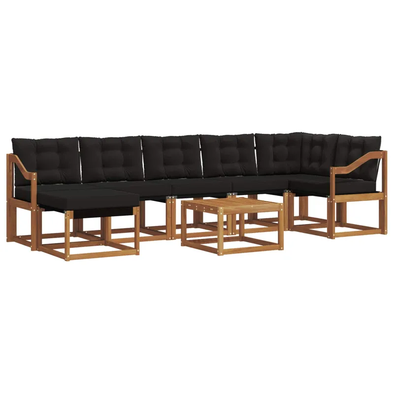 Lauko sofos komplektas su pagalve 8 pcs Natūrali ir juoda