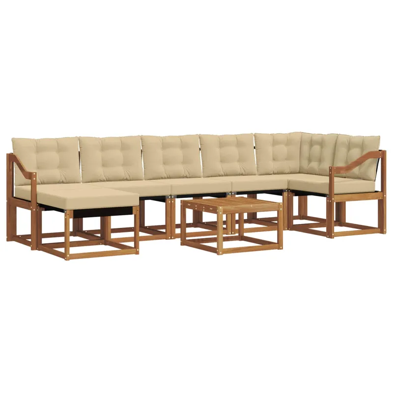 Lauko sofos komplektas su pagalve 8 pcs Natūralus ir bežinis