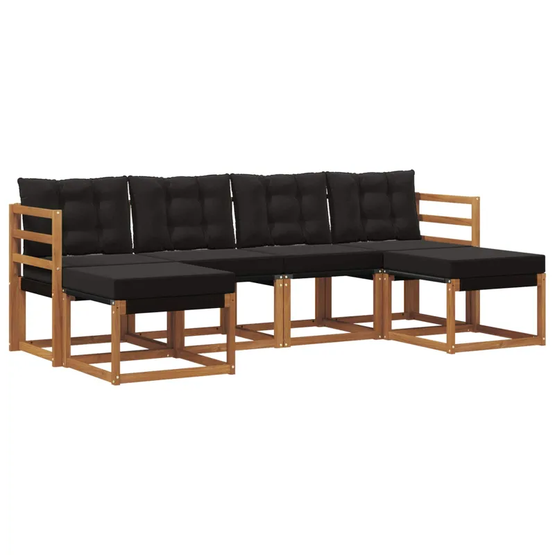 Lauko sofos komplektas su pagalve 6 pcs Natūrali ir juoda