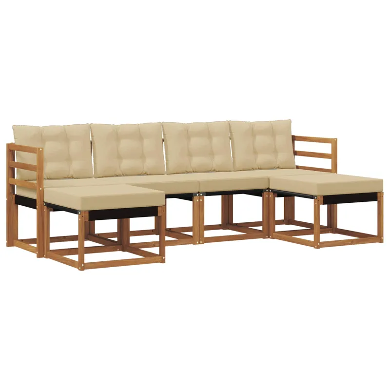 Lauko sofos komplektas su pagalve 6 pcs Natūralus ir bežinis