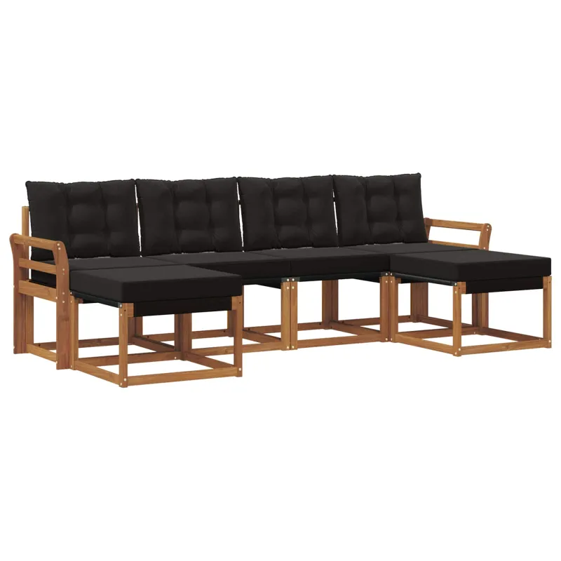 Lauko sofos komplektas su pagalve 6 pcs Natūrali ir juoda