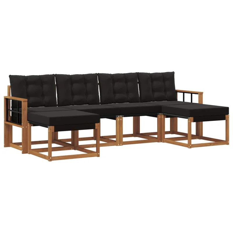 Lauko sofos komplektas su pagalve 6 pcs Natūrali ir juoda