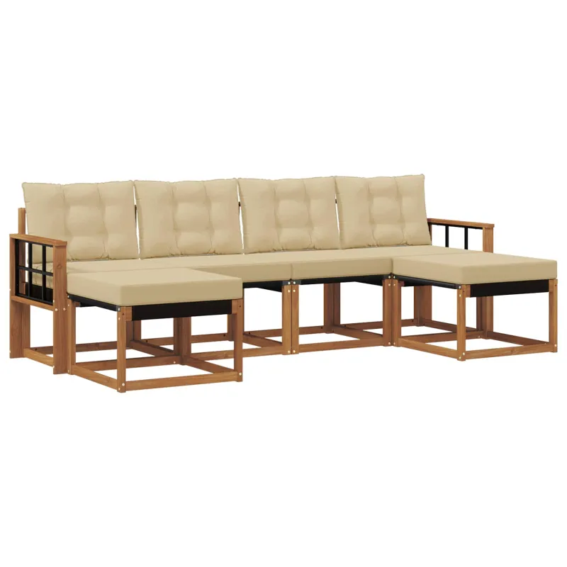 Lauko sofos komplektas su pagalve 6 pcs Natūralus ir bežinis