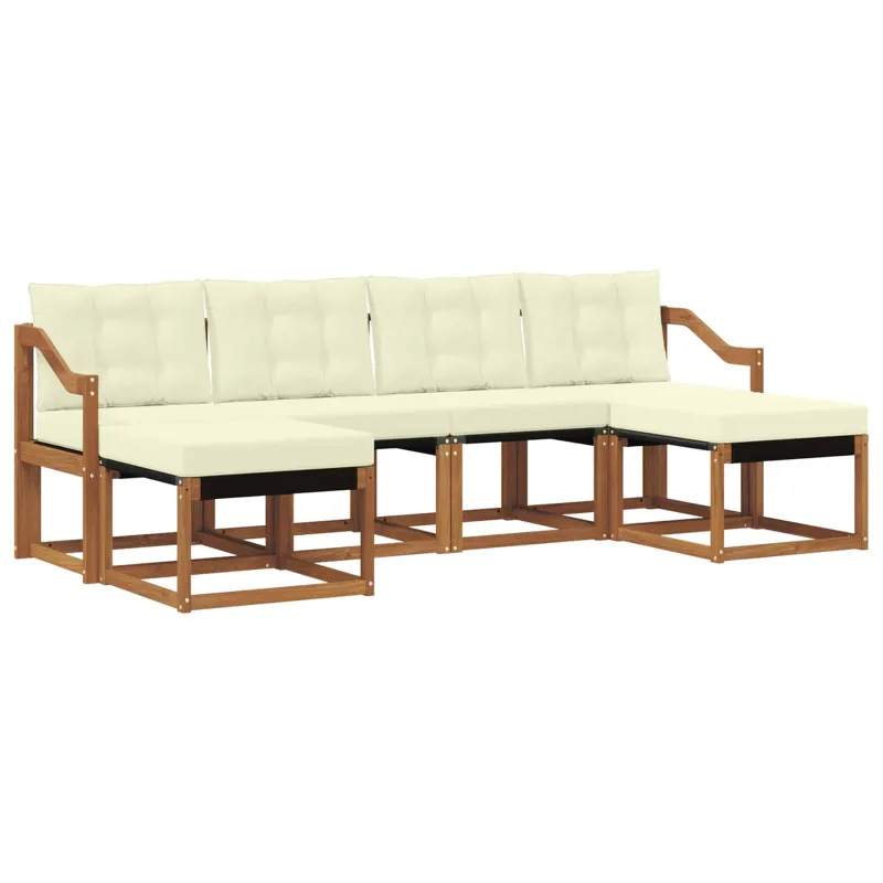 Lauko sofos komplektas su pagalve 6 pcs Natūralus ir grietinėlė