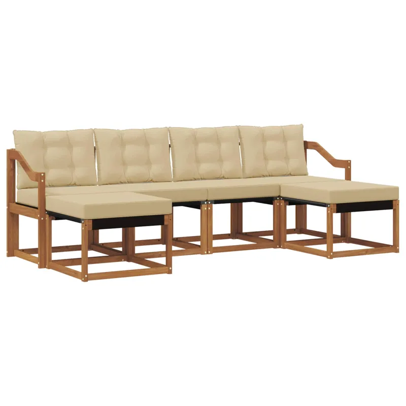 Lauko sofos komplektas su pagalve 6 pcs Natūralus ir bežinis