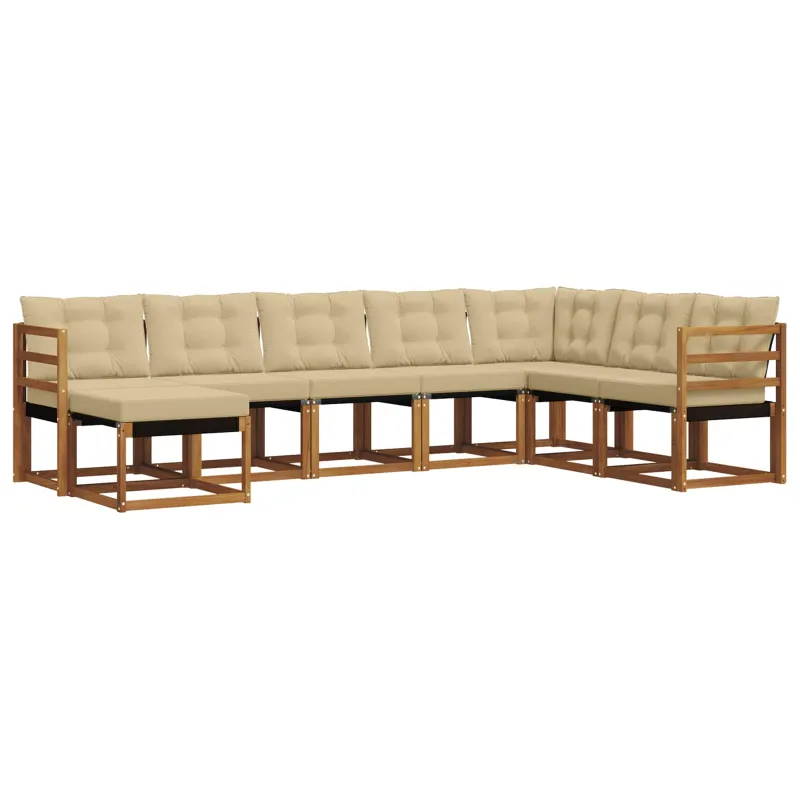 Lauko sofos komplektas su pagalve 8 pcs Natūralus ir bežinis