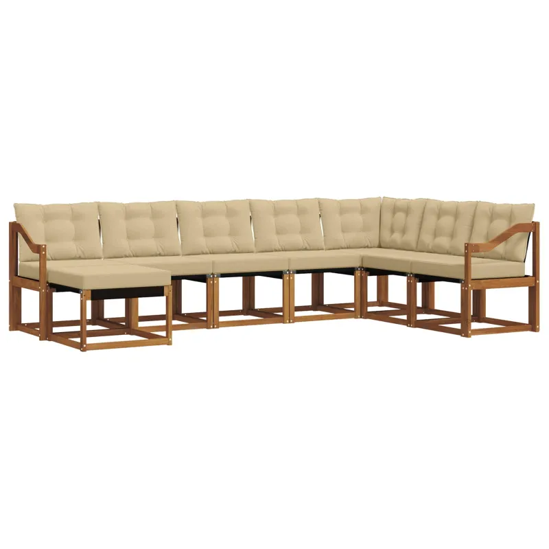 Lauko sofos komplektas su pagalve 8 pcs Natūralus ir bežinis