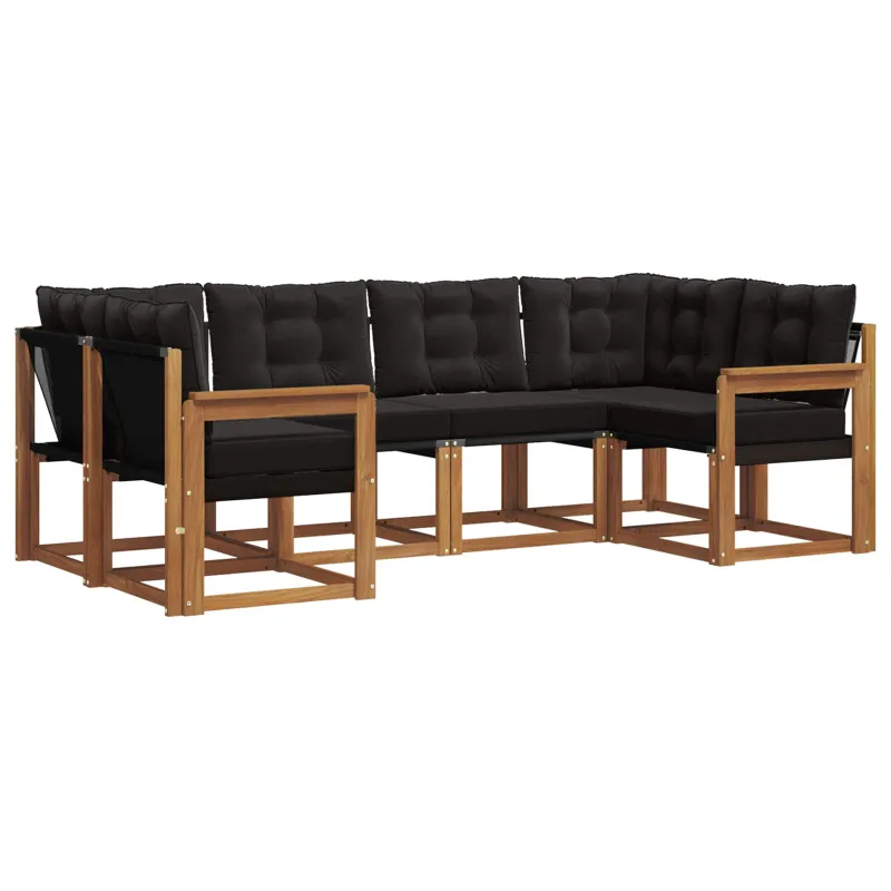 Lauko sofos komplektas su pagalve 6 pcs Natūrali ir juoda