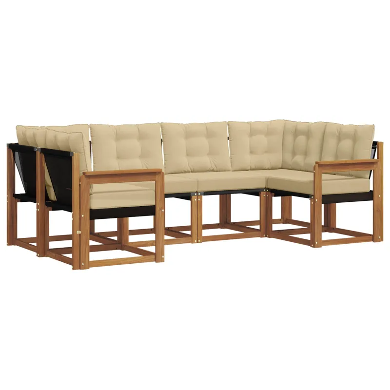 Lauko sofos komplektas su pagalve 6 pcs Natūralus ir bežinis