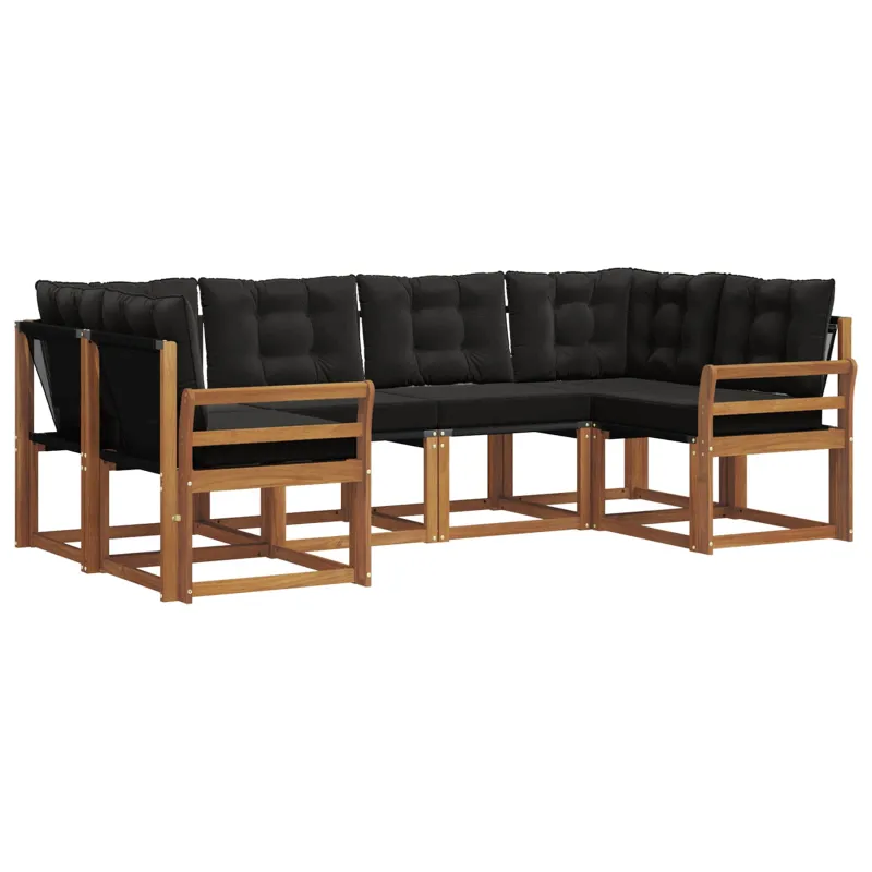 Lauko sofos komplektas su pagalve 6 pcs Natūrali ir juoda