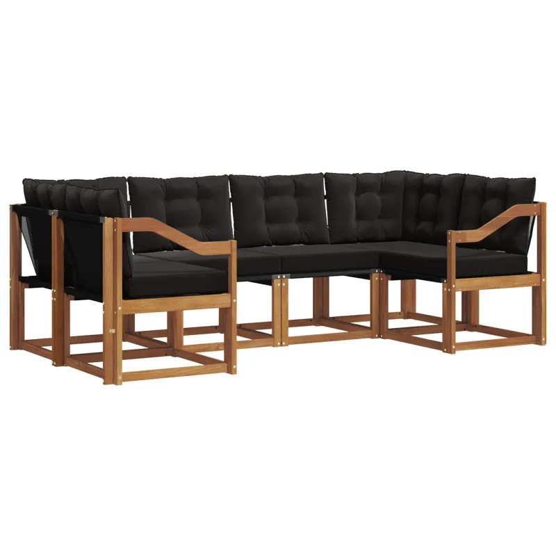 Lauko sofos komplektas su pagalve 6 pcs Natūrali ir juoda