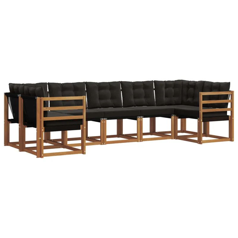 Lauko sofos komplektas su pagalve 7 pcs Natūrali ir juoda