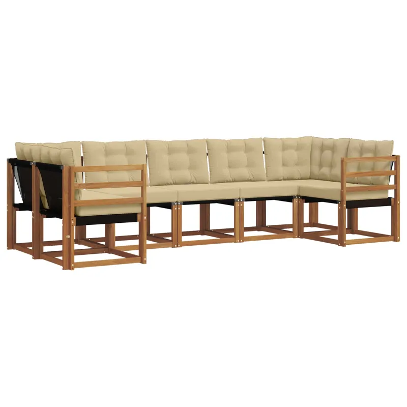 Lauko sofos komplektas su pagalve 7 pcs Natūralus ir bežinis