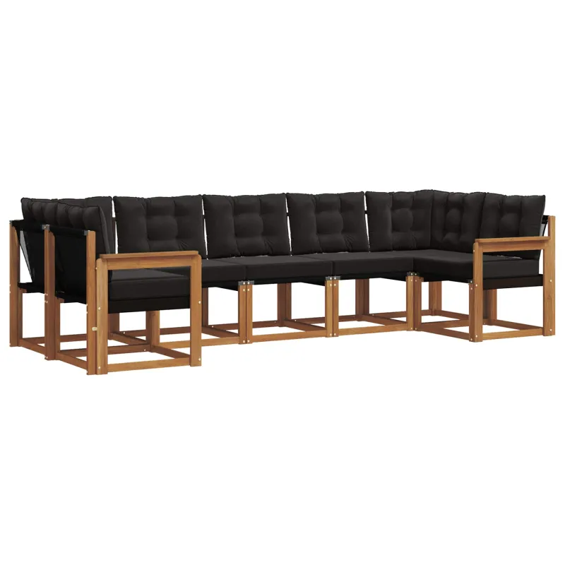 Lauko sofos komplektas su pagalve 7 pcs Natūrali ir juoda