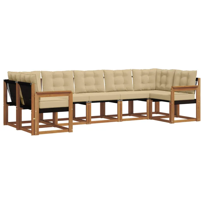Lauko sofos komplektas su pagalve 7 pcs Natūralus ir bežinis