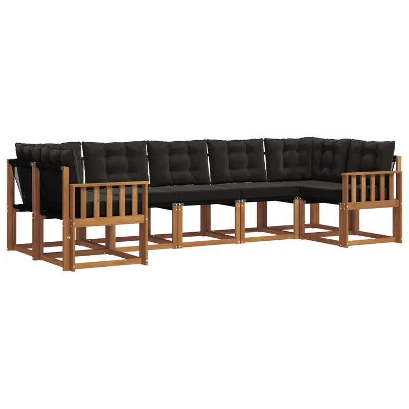 Lauko sofos komplektas su pagalve 7 pcs Natūrali ir juoda