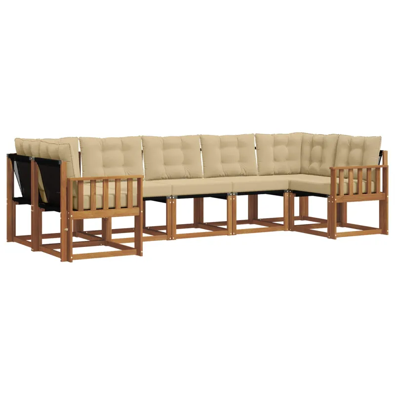 Lauko sofos komplektas su pagalve 7 pcs Natūralus ir bežinis
