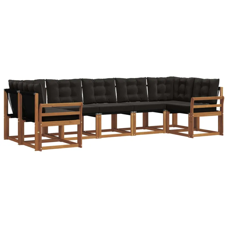 Lauko sofos komplektas su pagalve 7 pcs Natūrali ir juoda