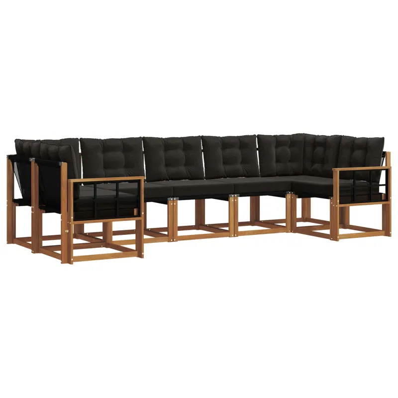 Lauko sofos komplektas su pagalve 7 pcs Natūrali ir juoda